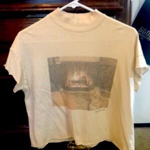 AERIE MOCK NECK SHORT SLEEVE “BURNING UP” TEE